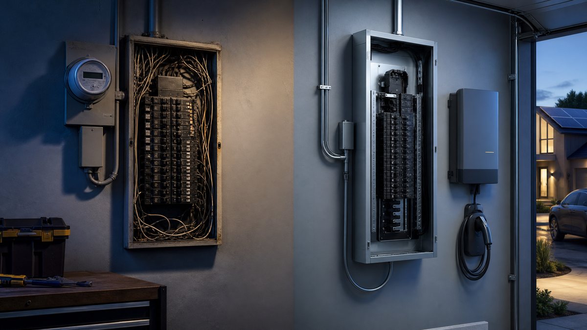 Before and after electrical panel upgrade
