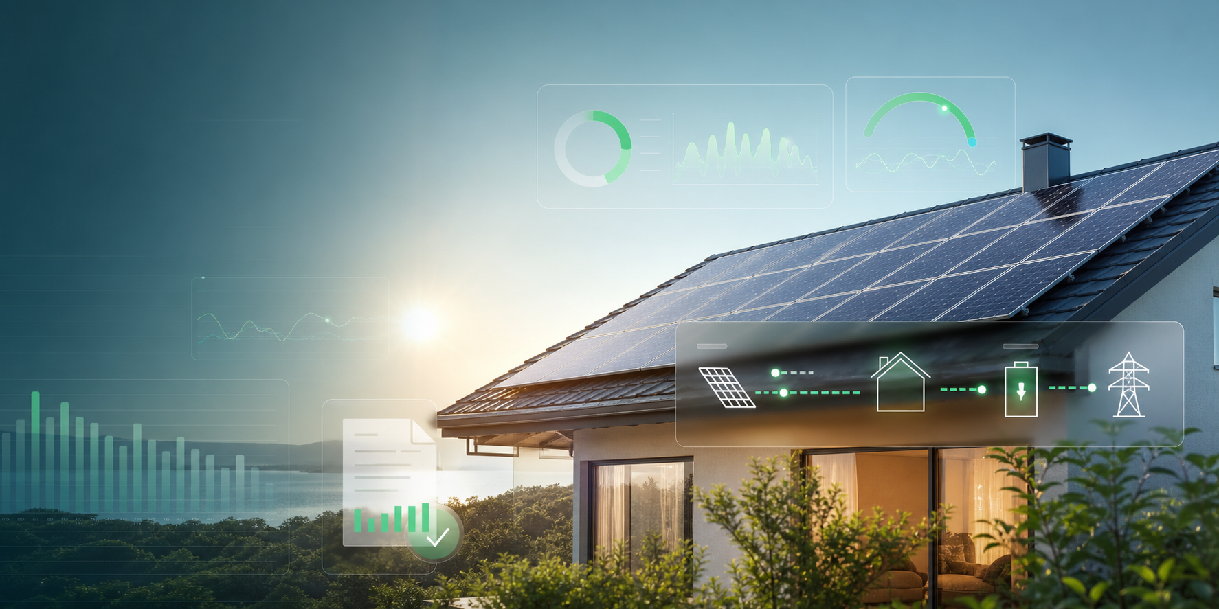 Solar panels with energy monitoring dashboard